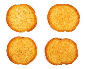 pile rusks with wholewheat flour, bread sliced isolated, whole wheat dry rusk bread, wholemeal bread isolated on white background