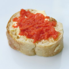 White bread stuffed with butter and smoked salmon isolated healthy food