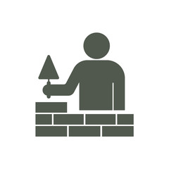 Brick layer tiler mason worker with trowe