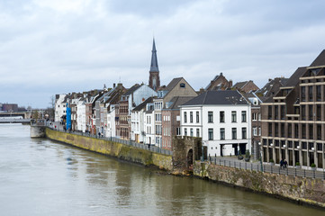View of Maastricht city centre on the Meuse river
