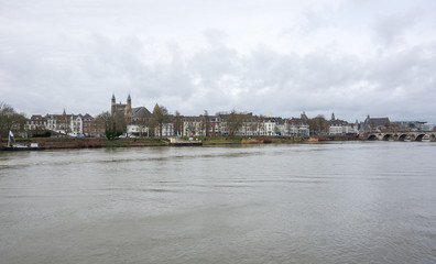 View of Maastricht city centre on the Meuse river