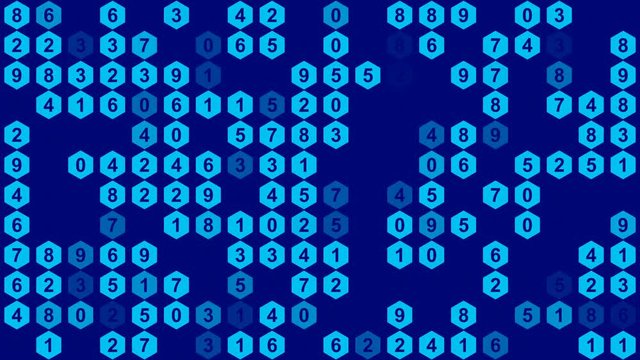 data stream blue, counting numbers, blue abstract background, loop