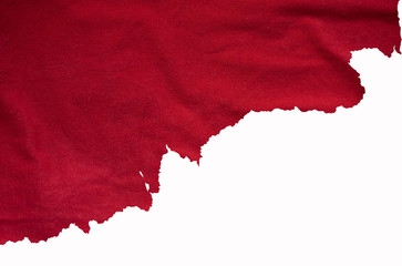 Tissu rouge déchiré, détail pour les idées de designers