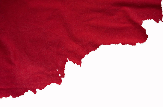 Fototapeta Torn red fabric, detail for designers ideas