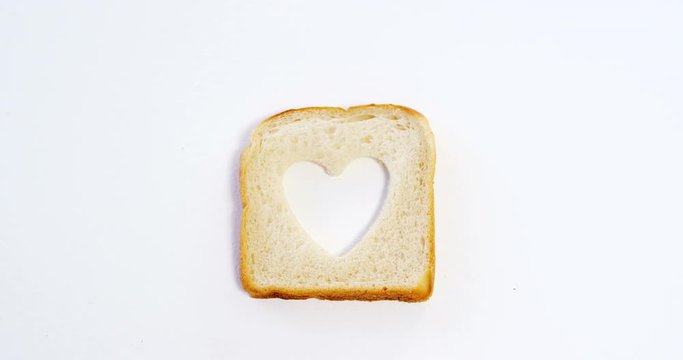 Heart shape on bread slice