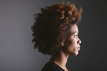 Side portrait of a young African American woman
