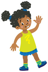 Funny little african girl waving by hand