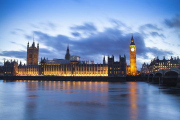 Fototapeta na wymiar Big Ben and Houses of Parliament in a fantasy sunset landscape, London City. United Kingdom
