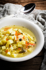 Cucumber soup with vegetables.