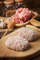 Preparation of ground chopper for frying.