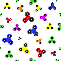 Hand Spinner Seamless pattern. Vector illustration on white background. Fidget toy