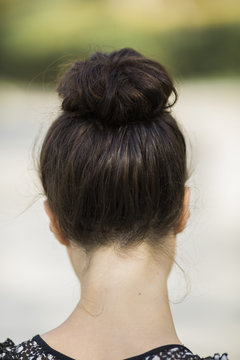 neck of young woman in closeup,selective focus 