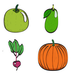 Set of vegetables and fruits, Vector illustration