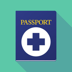 Long shadow passport with a round pharmacy sign