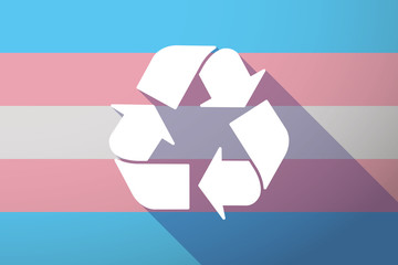 Long shadow transgender flag with a recycle sign