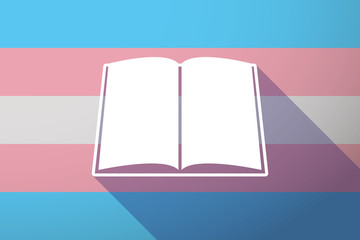 Long shadow transgender flag with a book