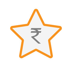 Isolated star with a rupee sign