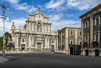 Fototapeta na wymiar Cathedral of Santa Agatha at Piazza del Duomo (Cathedral Square) - Catania, Sicily, Italy