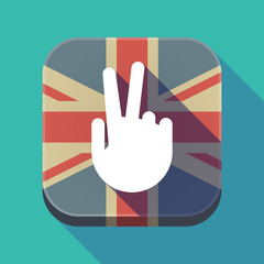 Long shadow button with a victory hand