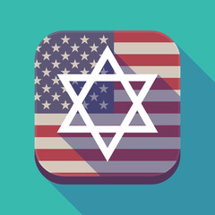 Long shadow USA app button with a David star