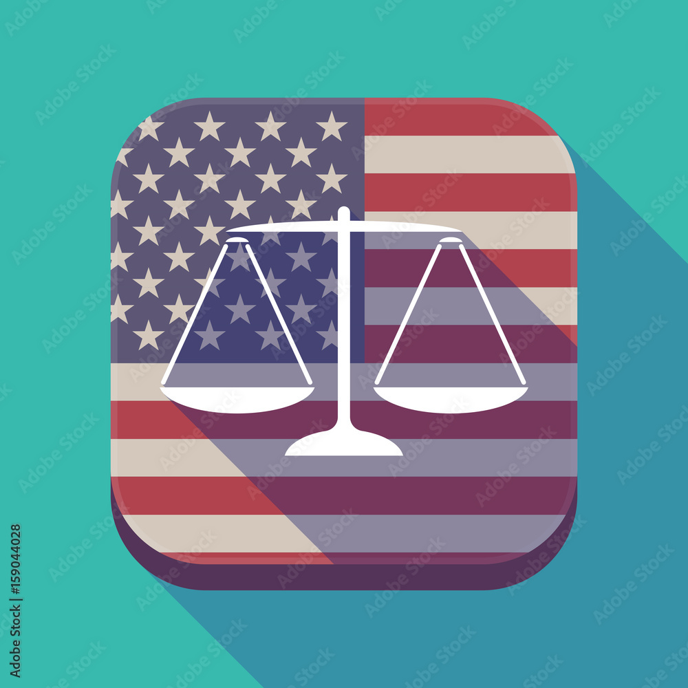 Poster Long shadow USA app button with a justice weight scale sign