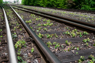 Railway in the Valley. Railway in the desert. railroad through the mountains. Transportation theme