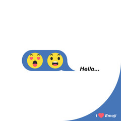 Two yellow smiley icon hearts. Like social icon. Buttons for expressing social emoji. Flat vector illustration EPS 10