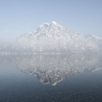 Traunstein mountain at the Traunsee lake in austria