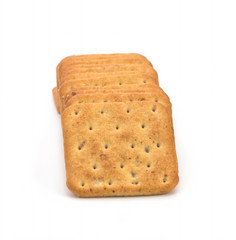 Salted biscuits on white background