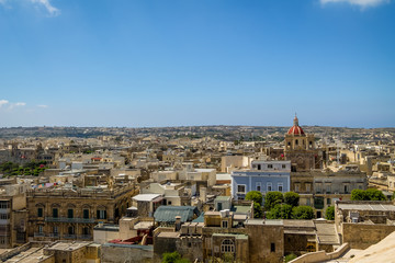 Obraz premium Victoria city with Saint George Basilica view from the citadel - Victoria, Gozo, Malta
