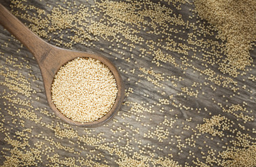 Amaranth seeds on the wooden table (Amaranthus)