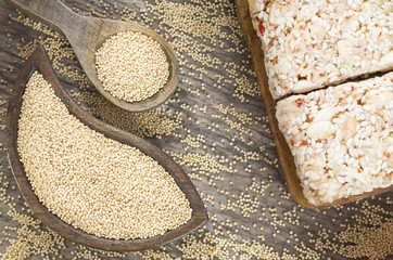 Amaranth bars in the wooden background - Amaranthus