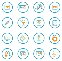 Medical and Health Care Icons Set. Flat Design.