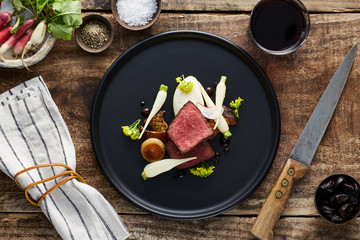 Grass fed steak with vegetables