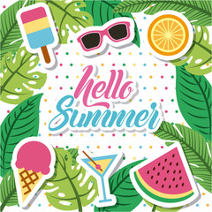 hello summer flat icon vector illustration design graphic