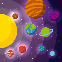 solar system flat icon vector illustration design graphic