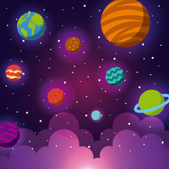 Obraz na płótnie Canvas solar system icons set flat illustration design graphic vector