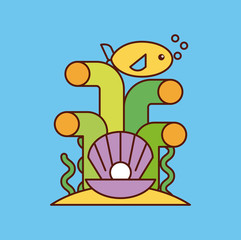 sea life flat draw icon vector illustration design graphic