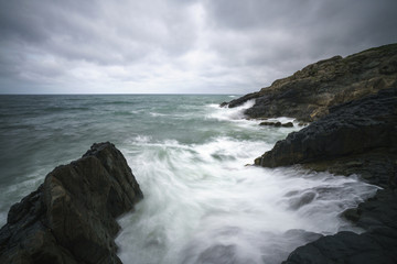 View of seacoast with cliffs.
