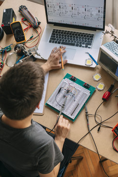Engineer Testing Electronic Equipment 