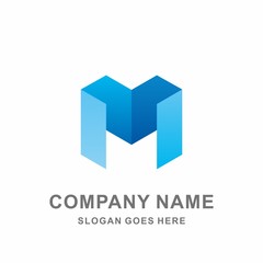 Monogram Letter M Geometric Square Cube Space Architecture Construction Business Company Stock Vector Logo Design Template 