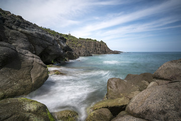 View of seacoast with cliffs.