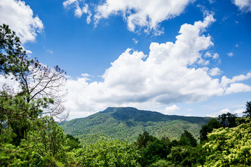 Blue sky and mountains