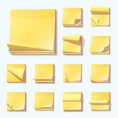 Yellow office sticky memory notes vector illustration sticker paper adhesive information memo blank.