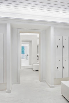 All White Locker Room At Luxury Resort And Spa