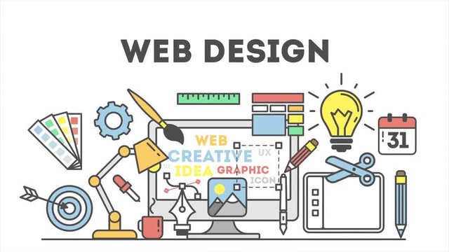 Web design illustration with icons.