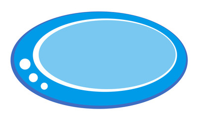Blue oval button illustration with white decorations, for websites, programs, creative projects