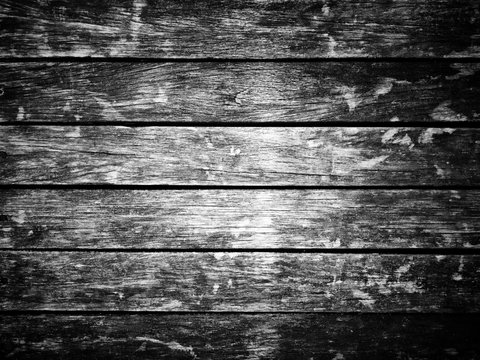 Abstract black and white filter on grungy wooden texture floor background