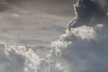 White sky and puffy cloud.