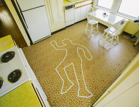Outline of Body on Kitchen Floor 